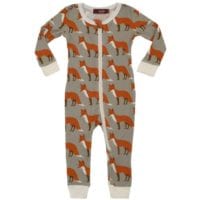 Load image into Gallery viewer, Orange Fox Bamboo Zipper Footed Romper
