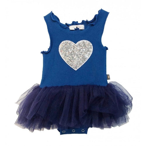 Petite Hailey Heart Tutu Dress Blue