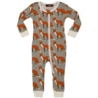 Orange Fox Bamboo Zipper Footed Romper