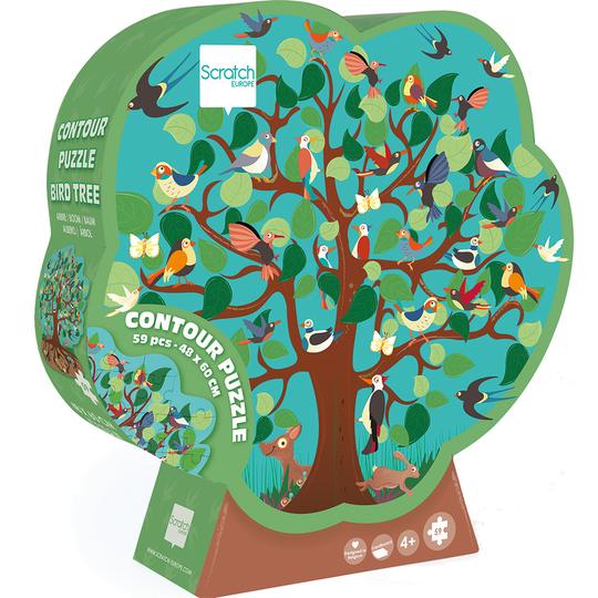 Contour Puzzle Bird Tree