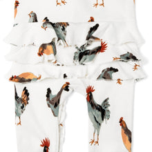 Load image into Gallery viewer, Chicken Organic Cotton Ruffle Zipper Footed Romper
