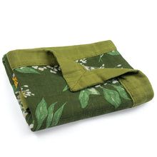 Load image into Gallery viewer, Green Floral Mini Lovey Two-Layer Muslin Security Blanket
