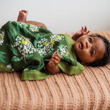 Load image into Gallery viewer, Green Floral Mini Lovey Two-Layer Muslin Security Blanket

