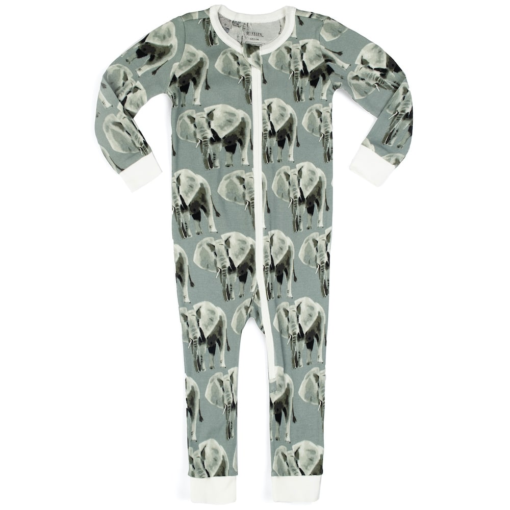 Grey Elephant Organic Cotton Zipper Pajama