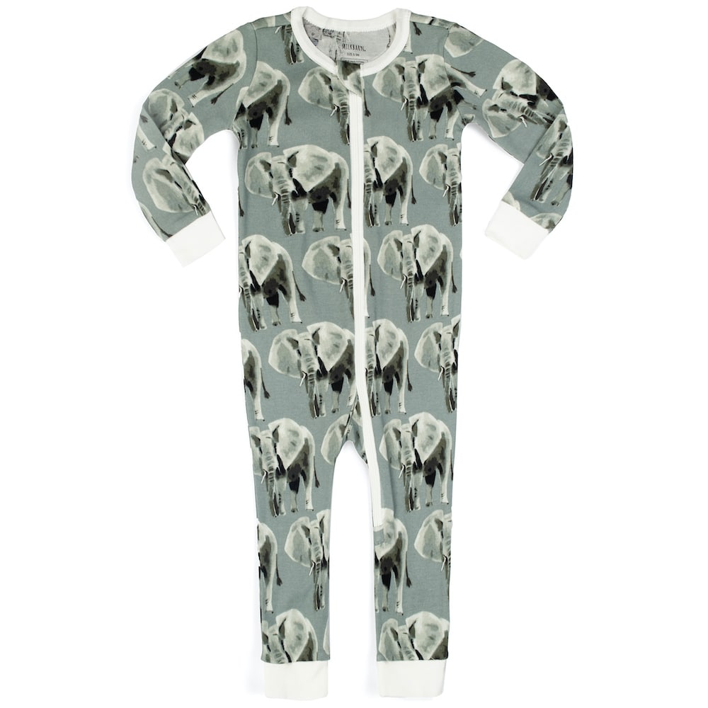 Grey Elephant Organic Cotton Zipper Pajama