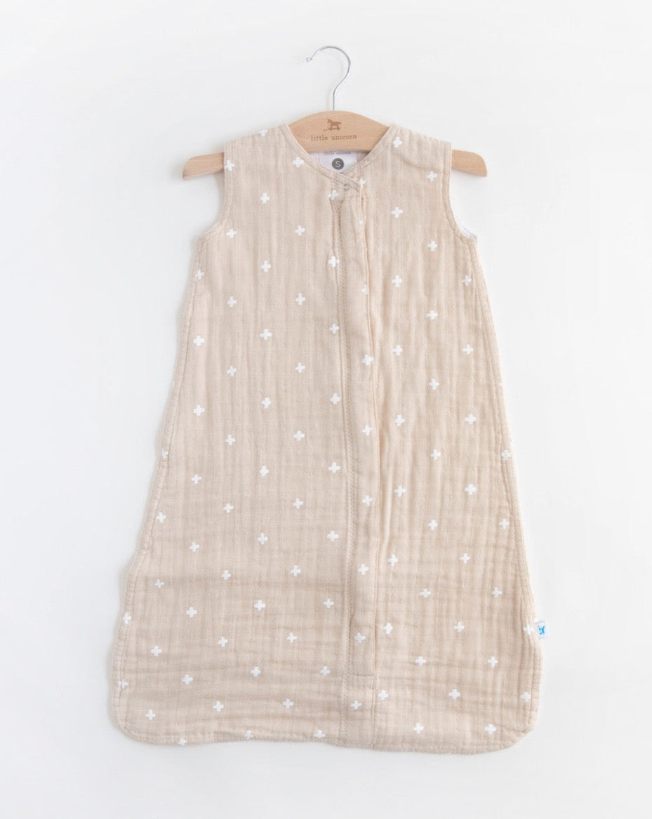 Cotton Muslin Sleep Bag - Taupe Cross