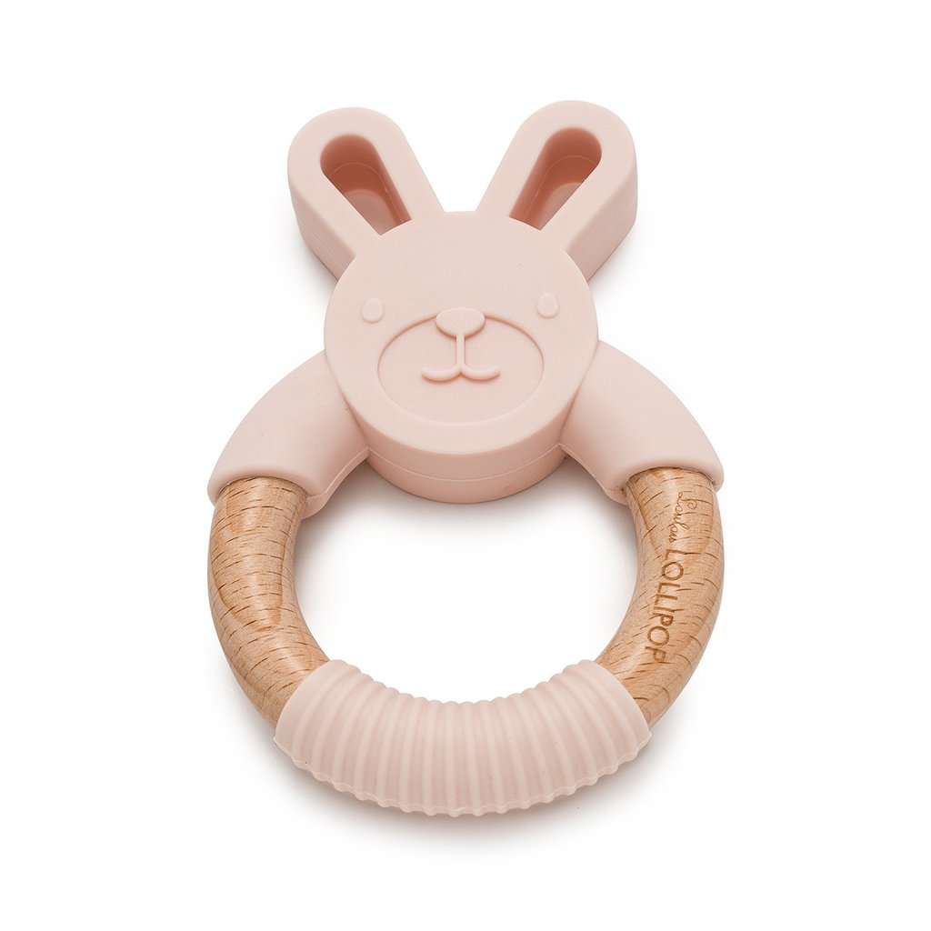 Loulou Lollipop Bunny Silicone & Wood Teething Ring