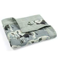 Grey Elephant Mini Lovey Two-Layer Muslin Security Blanket