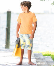 Load image into Gallery viewer, Melon Short Sleeve Rash Guard &amp; Birds of Paradise Swim Trunks
