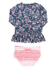 Load image into Gallery viewer, Moonlit Meadow Peplum Long Sleeve Rash Guard Bikini
