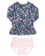 Load image into Gallery viewer, Moonlit Meadow Peplum Long Sleeve Rash Guard Bikini
